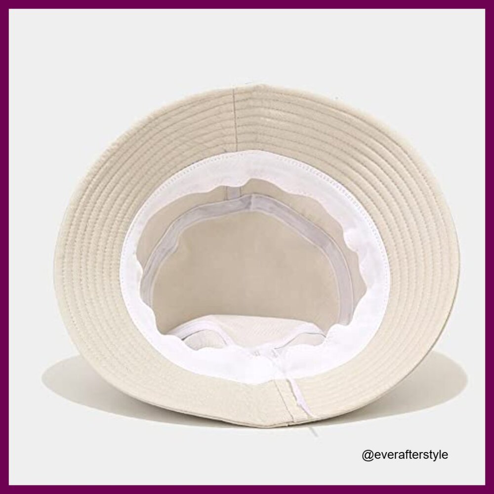 Cotton Bucket Hat with Embroidery for Beach and Outdoor Activities - Picture 4 of 5